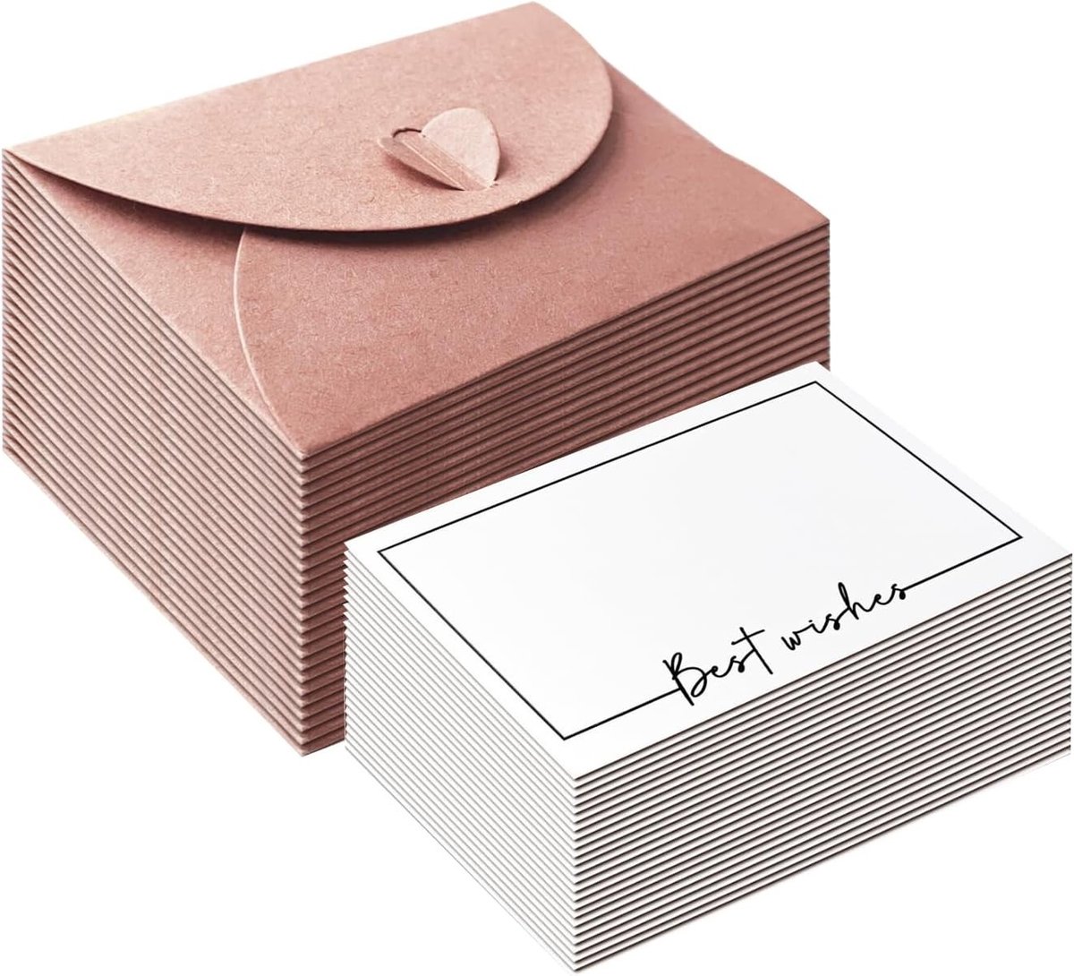 25 Kleine Enveloppen met 25 Vellen Blank Papier, Zelf In te Vullen Bonnen, Mini Enveloppen voor Uitnodigingen en Schrijven
