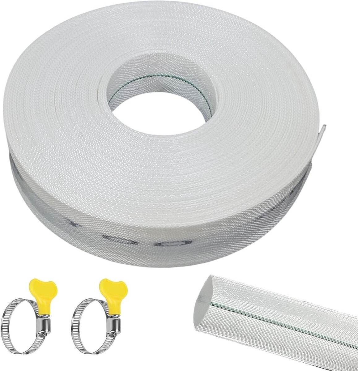 Duurzame stofzuigslang van 20 m met een diameter van 25 mm, ideaal voor tuinirrigatie, landbouw en industrie, inclusief 2 slangklemmen en opvouwbare roller