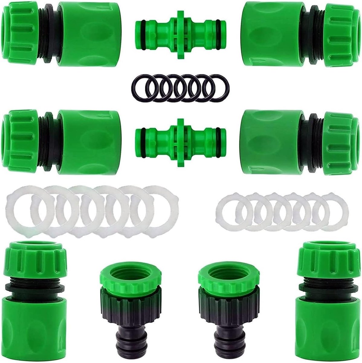 10 Stuks Slangverbindingen voor Tuinslangen, 1/2 Inch Koppeling Set met Twee-Weg Koppeling, Snelle Aansluiting en Tuinaccessoires