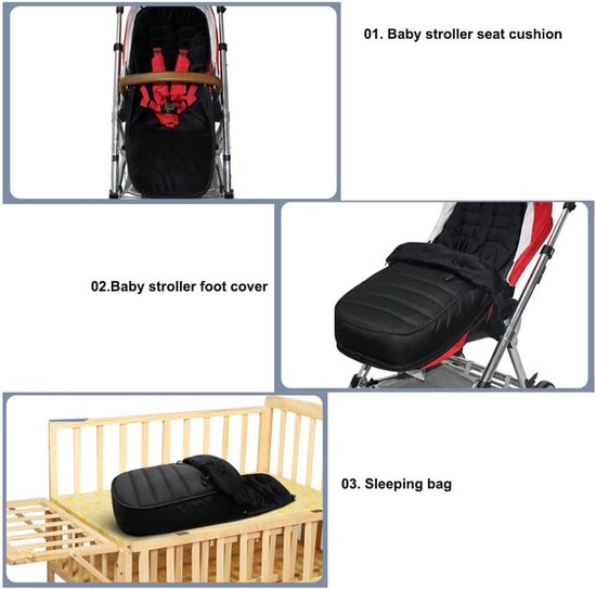 Baby Voetenzak - Slaapzak Kinderwagen - Warm Blijven - Water- en Winddicht - 90 cm Lang - Zwart — afbeelding 5