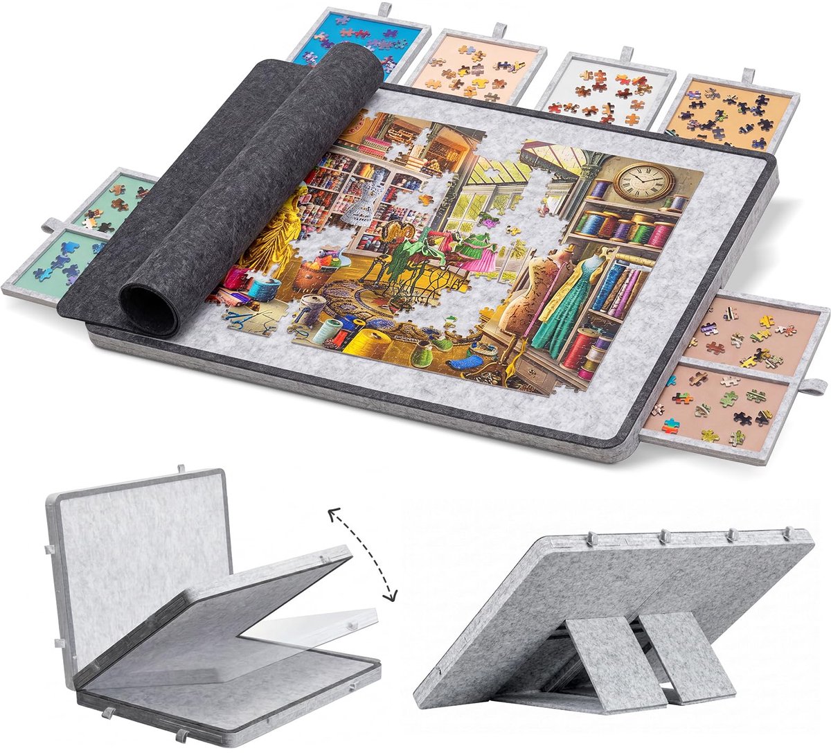 Inklapbare puzzeltafel 1000-1500 stukjes - met laden - inclusief standaard - ideaal voor puzzelliefhebbers - ShopVlot