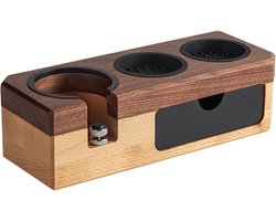 Espresso Tamping Station voor 58mm, 54mm en 51mm Portafilters - Houten Houder voor Koffie, Barista Accessoires en Espresso Machine Tools, Verstelbaar en Duurzaam