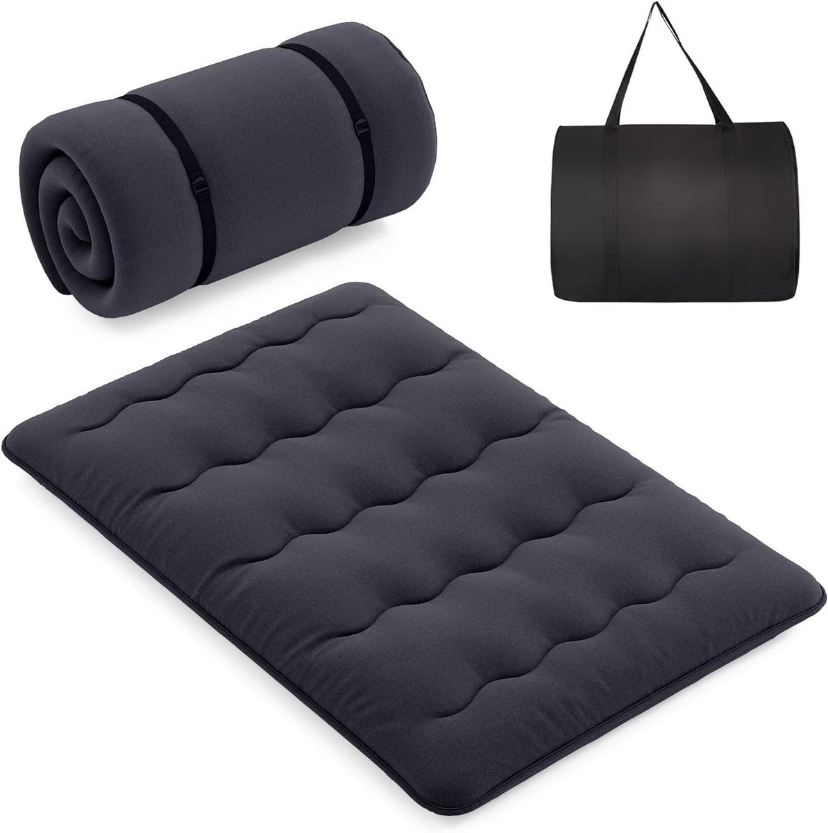 Japanse Matras - Vloermatras Futon - Comfortabel Slapen - Afneembare Hoes - 140x200 cm - Zwart