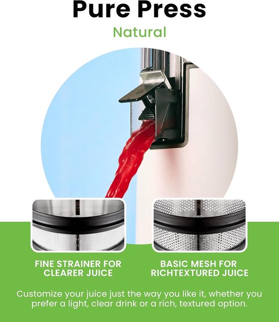 Slow Juicer - Koudpers Juicer - Gezond Sap Maken - Slow Squeeze Technologie - 800ml Capaciteit - Wit — afbeelding 3