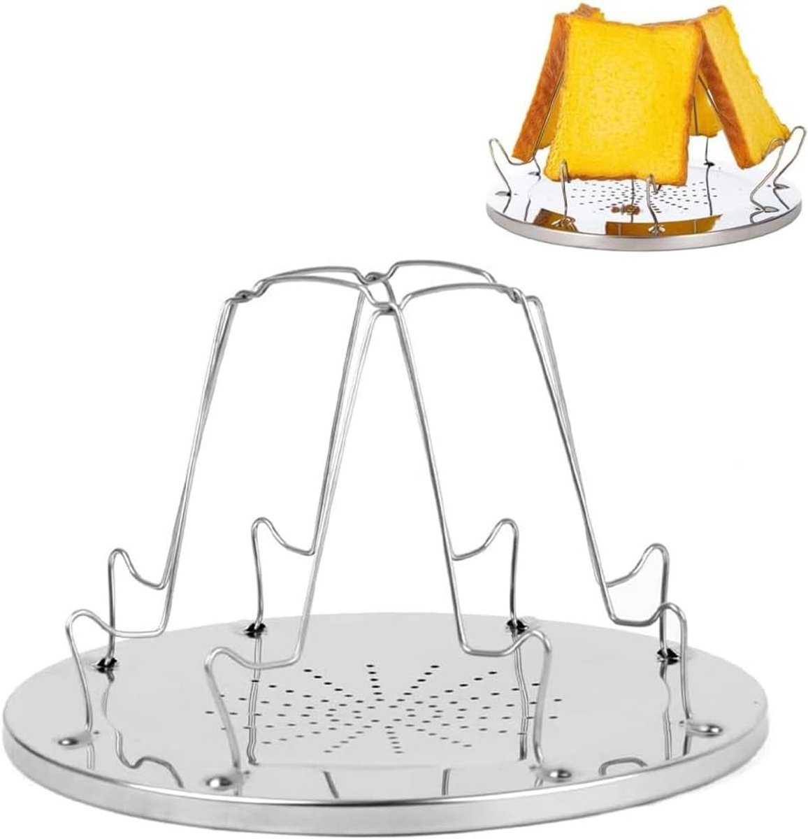 Vouwbare Campingtoaster voor Gasfornuis met 4 Schijven - Ideaal voor Buiten, Picknicks en Reisaccessoires