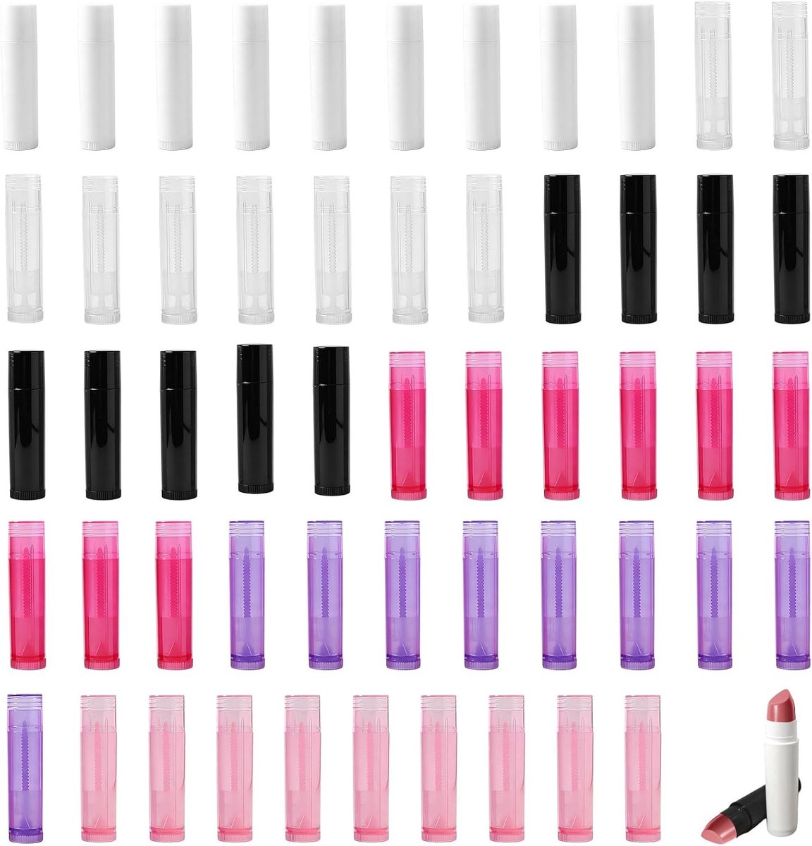 Lege Lipstick Hulsjes, 54 Stuks Plastic Lipstick Tubes voor DIY Make-up en Cosmetica