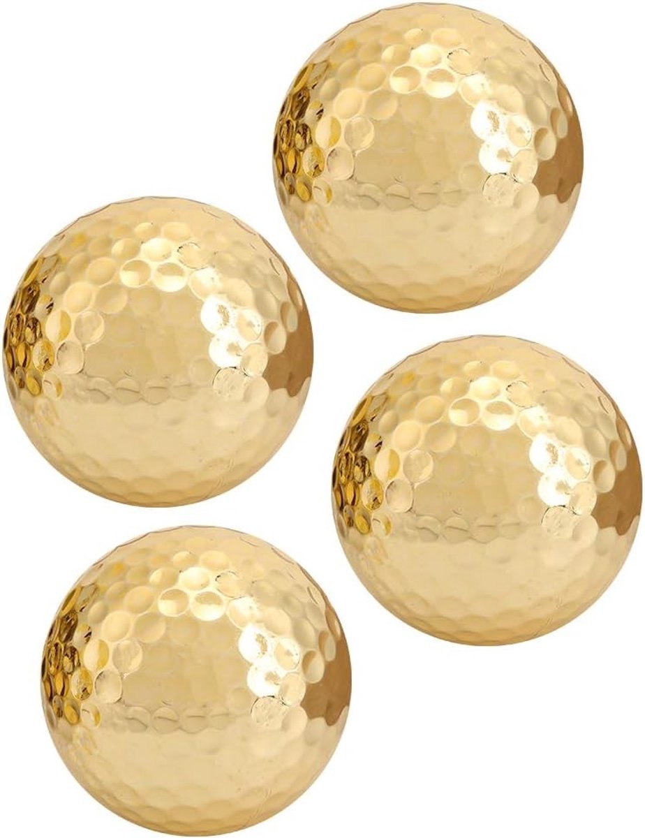 Golfballen Set van 4 Stuks - Dubbel Gelaagd, Gouden Afwerking, Ideaal voor Golf Sport en Accessoires, Duurzaam en Lange Levensduur