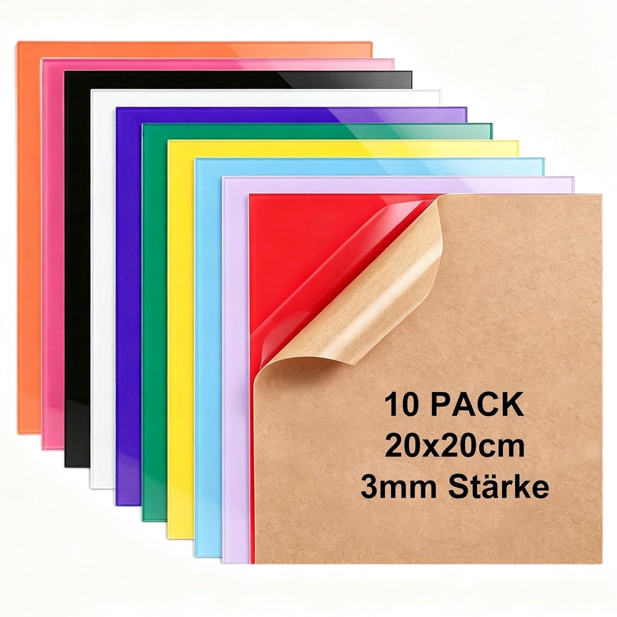 Gekleurde acrylplaten set van 10, veelzijdige kunststof platen voor creatief lasersnijden en knutselen