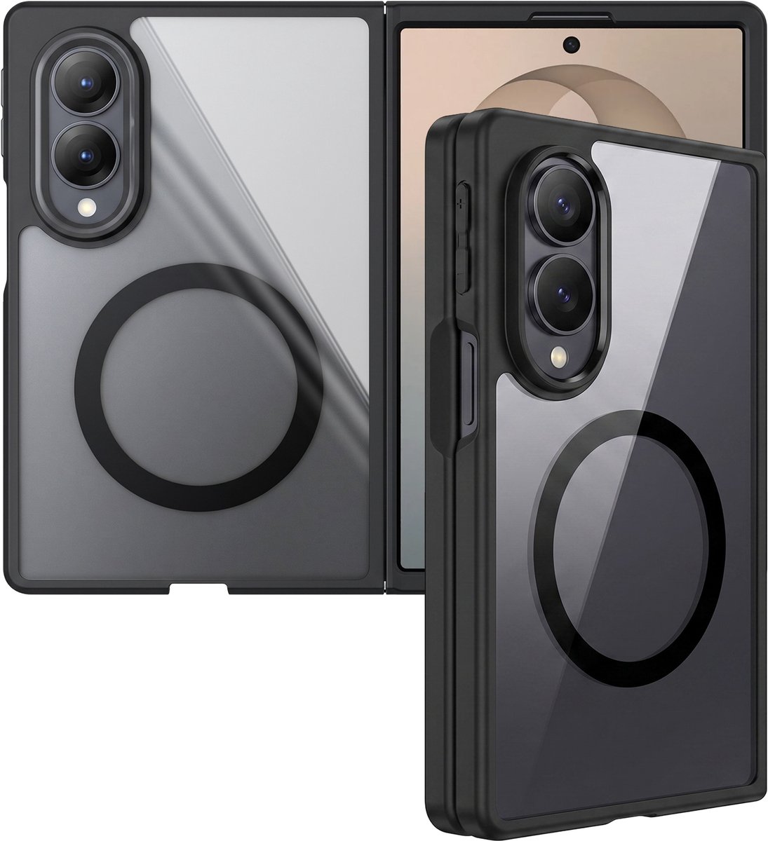 Dux Ducis Aimo Hoesje Geschikt voor Samsung Galaxy Z Fold 8 Wide - Compatibel met MagSafe / Qi2 - Back Cover met Magneet - Matte Zwart