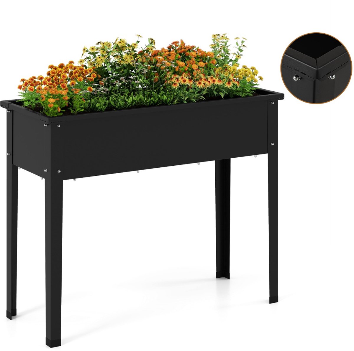 SureDeal® - Tuinier - Verhoogde Plantenbak Verhoogde - Poten Afwateringsgaten - 100x40x80 cm - Zwart