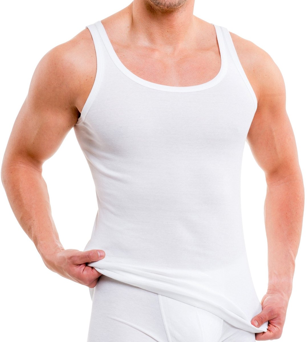 Heren Tanktop - 100% Biokatoen - Regular Fit - Wit