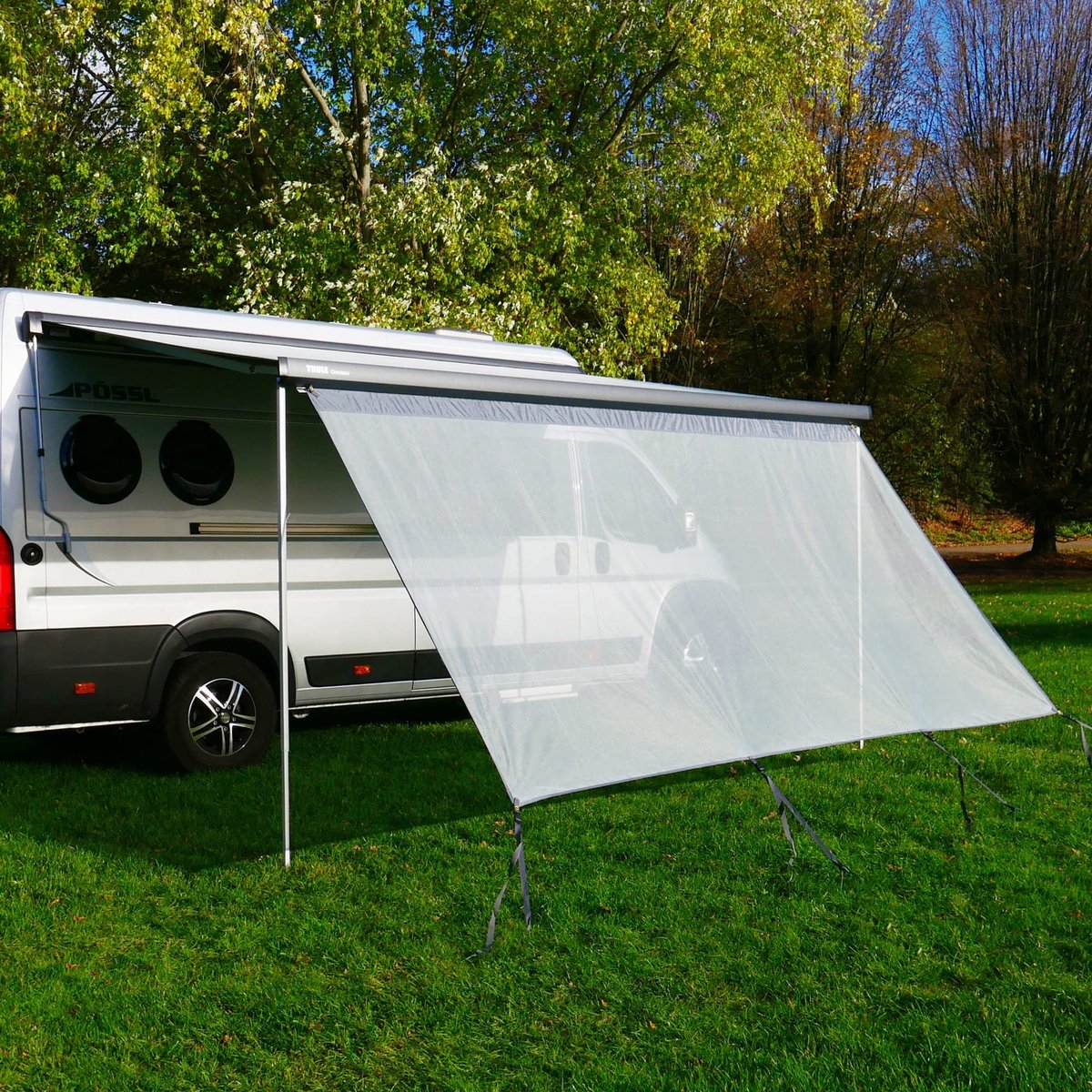 Zonnezeil voor Voorkant Tent - Winddoorlatende Wanden - Grijs