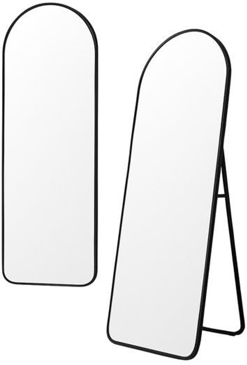 Volledige spiegel half ovaal - Zwart met metalen frame - 160x50 cm