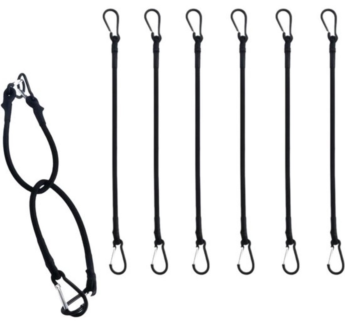 Spanrubber met haken - Spanband elastisch - Bagage Vastzetten - Roestvrije haken - 60 cm - Zwart
