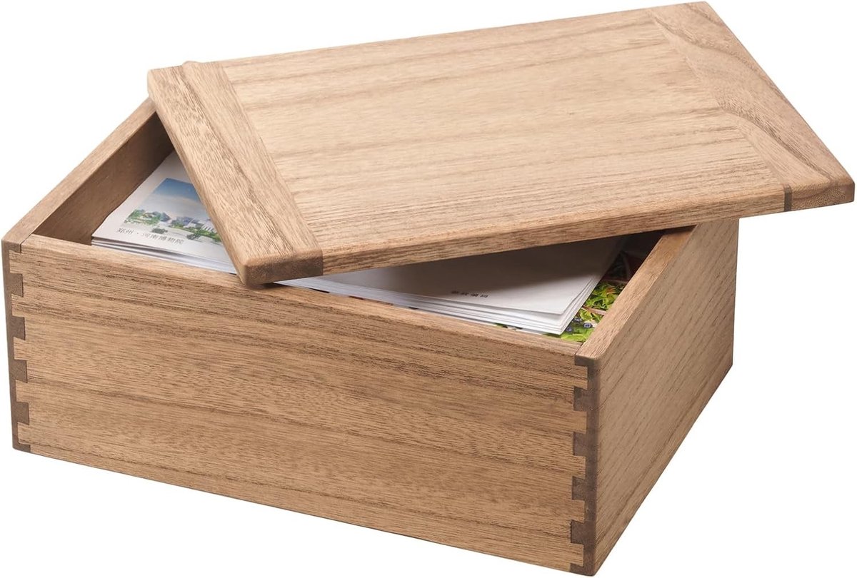 Houten Opbergdoos met Deksel, Opbergbox met Rollen, Ideaal voor Organisatie en Opslag