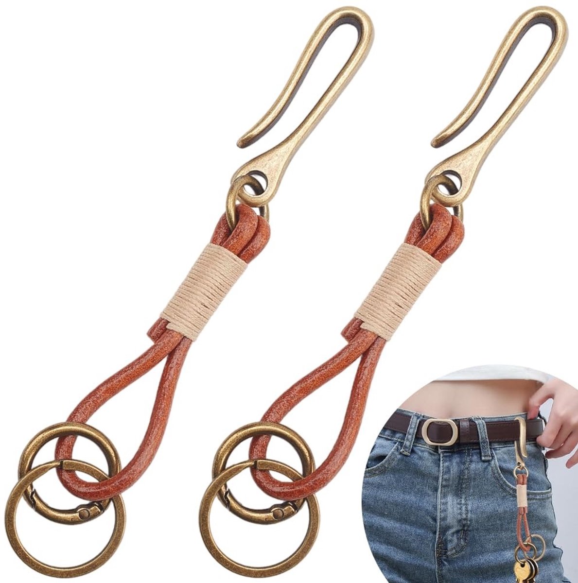 Vishaak Sleutelhangers - 2 Stuks Bruin U-vormig