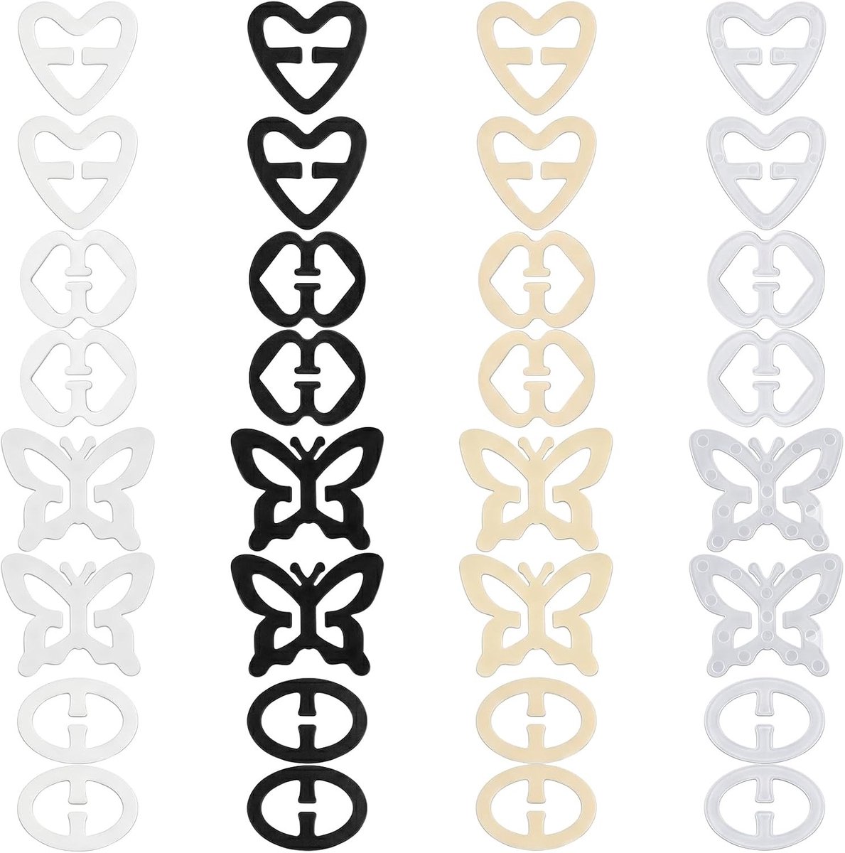 32-delige set met bh-draagclips in 4 vormen en kleuren, onzichtbare clips voor racerback en gekruiste banden, accessoires voor vrouwen