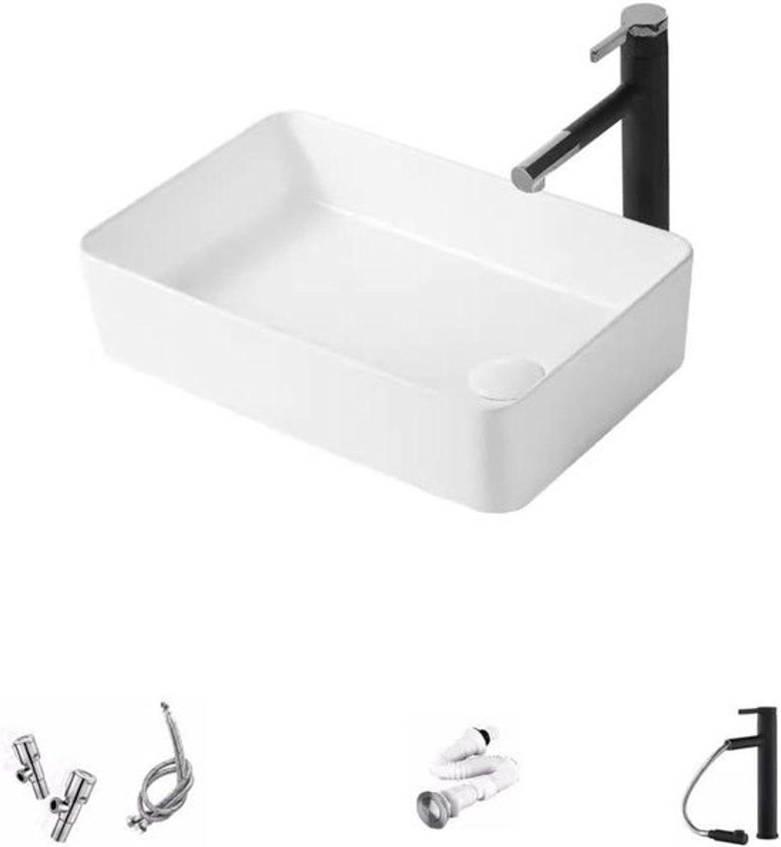 Badkamer Wastafel - Aanrecht Wasbak - Hygiënisch Werken - Extra Groot Diep Ontwerp - 50 cm - Wit
