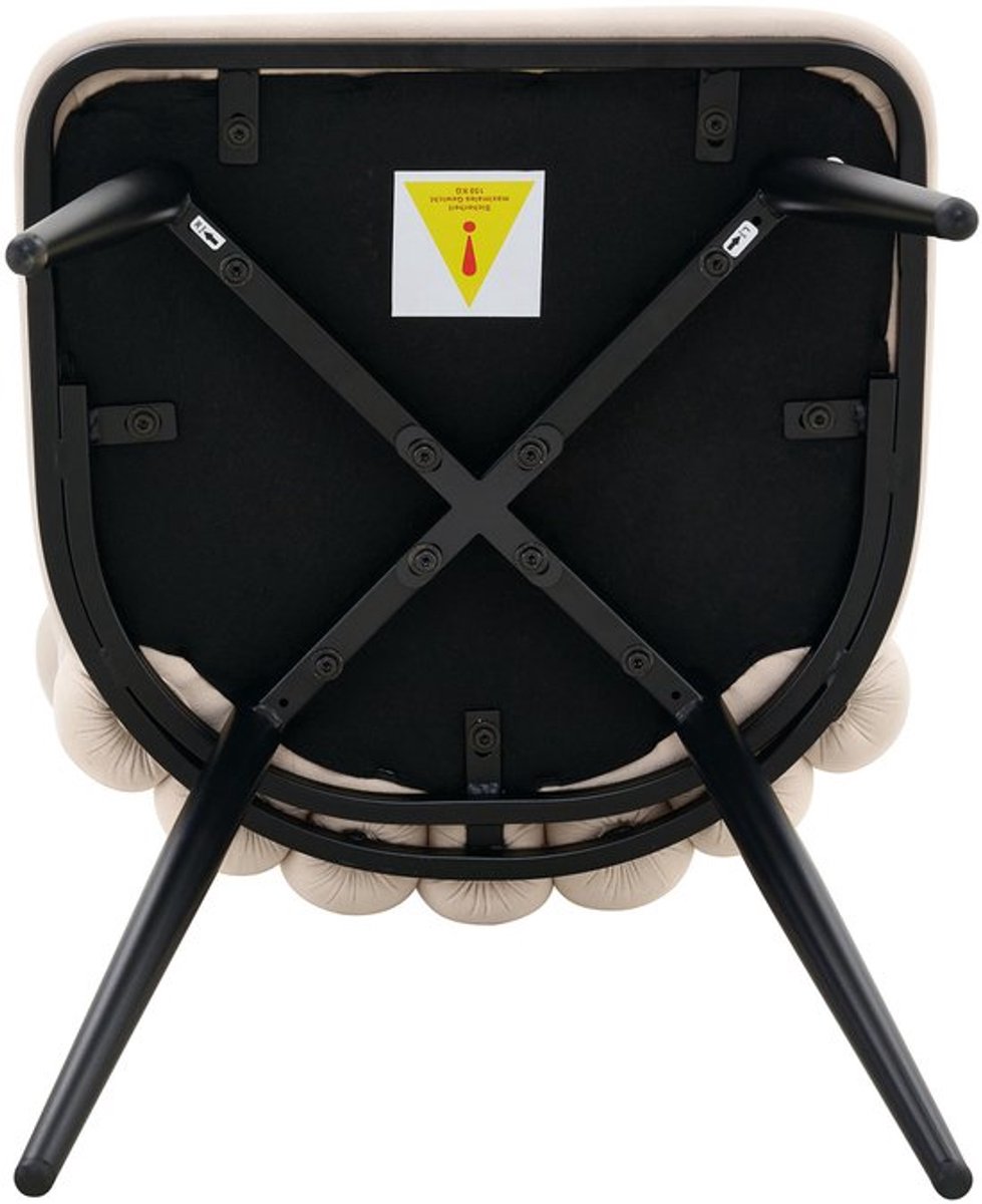 Eetkamerstoel Crèmewit Fluweel - 45x48x88 cm - Metalen Onderstel - Moderne Minimalistische Stijl - Set Van 2 Stoelen