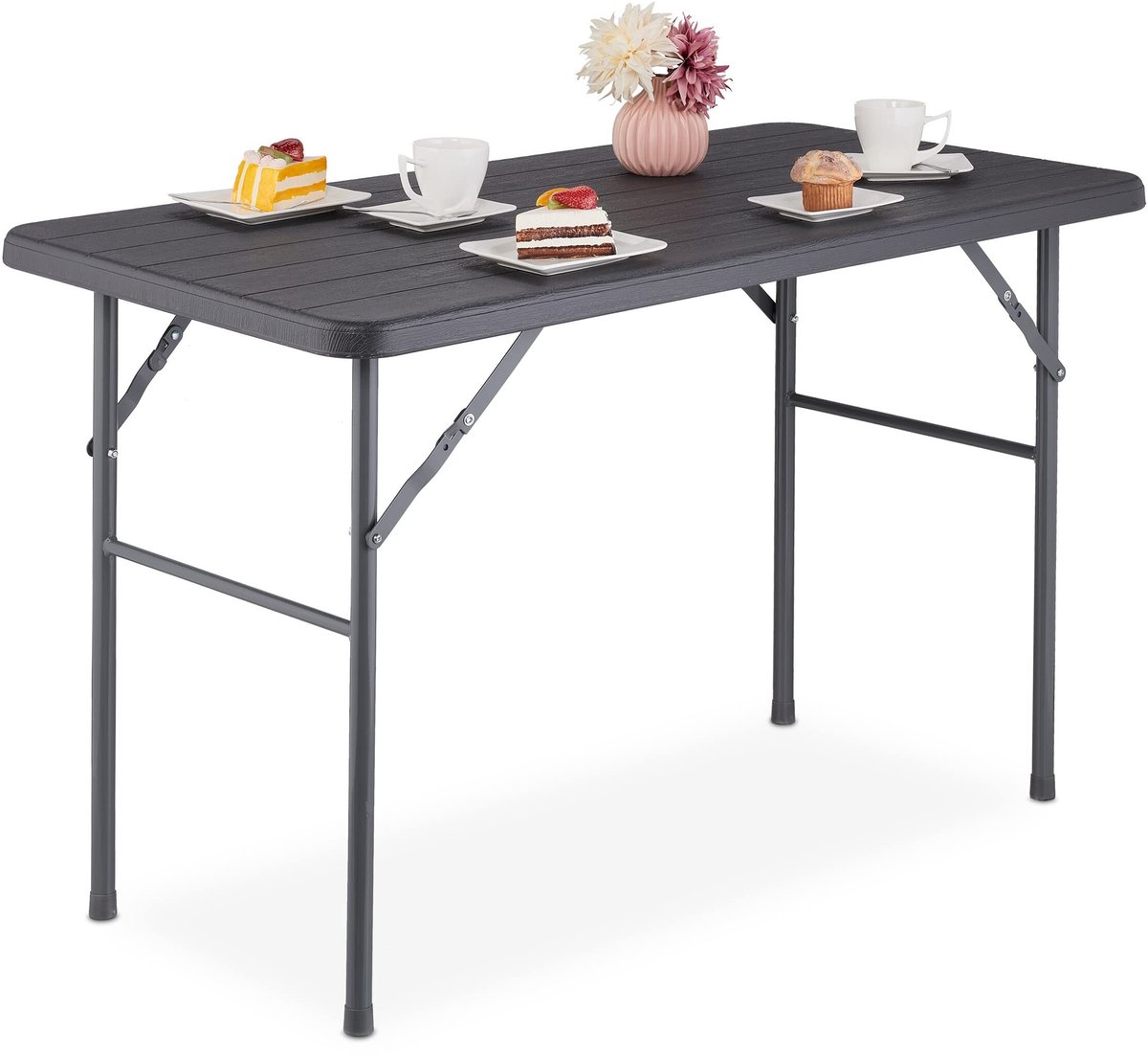 Opvouwbare Tuintafel - Houtlook - 118x60cm - Grijs