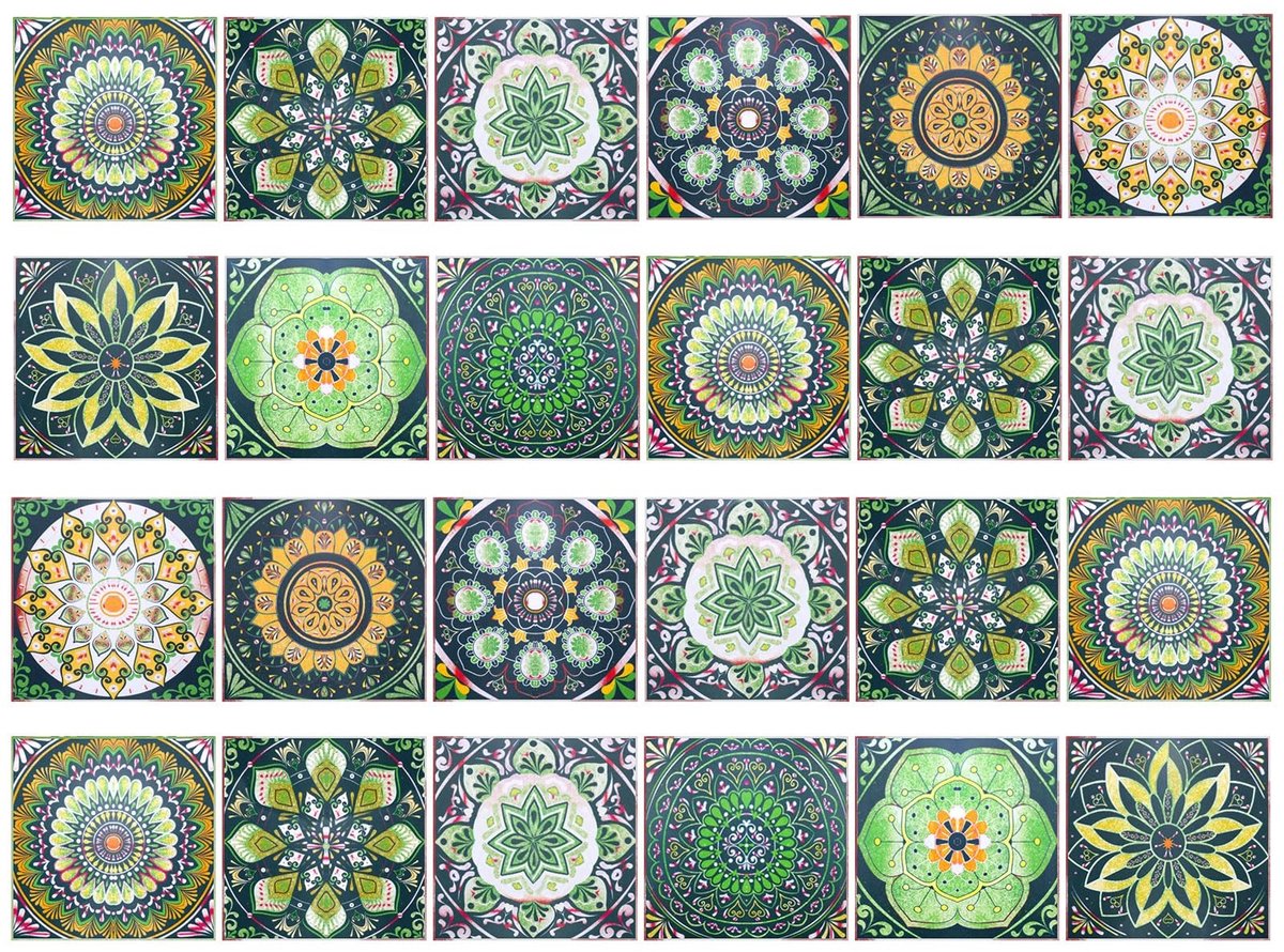 Decoratieve Wandstickers Set van 24 - Waterafstotend Groen 15x15 cm