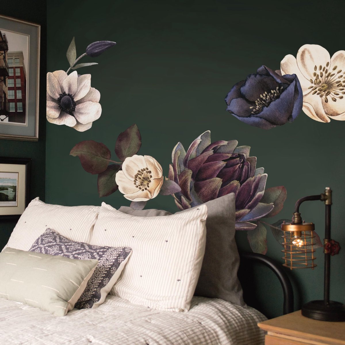 Grote Vintage Bloemen Wandsticker - Zelfklevend voor Binnen