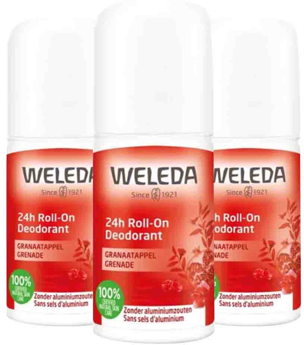 WELEDA - 24h Roll-On Deodorant Granaatappel - 3 x 50 ml - Voordeelverpakking