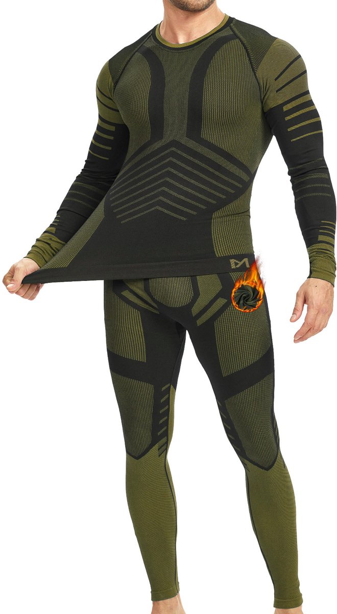 MEETYOO Thermo ondergoed heren, binnenfleece set, functioneel ondergoed, thermisch ondergoed heren , zacht warm flexibel winterpak , heren bovendeel en onderdeel, thermische onderbroek