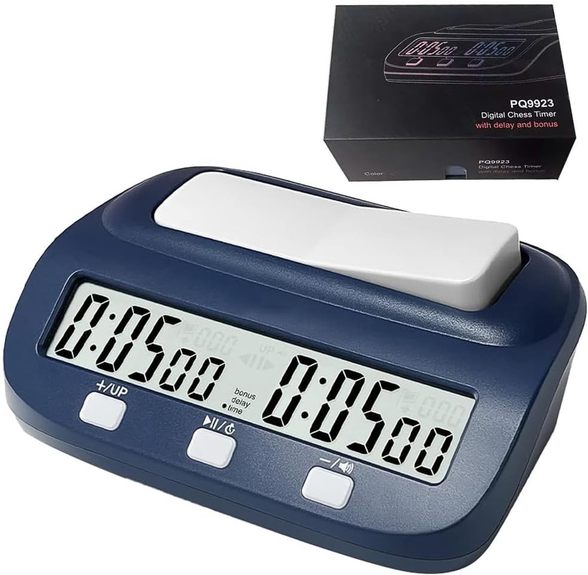 Professionele digitale schaakklok met multi-functie display, ideaal voor bordspellen, 2 spelers, countdown en bonus instellingen