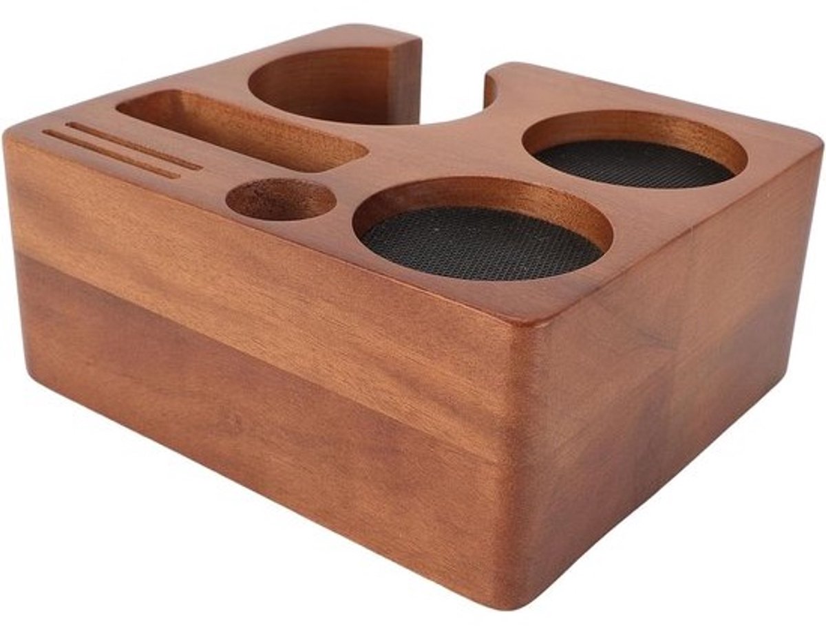 Koffie Tamper Station - Portafilter Houder - Koffie Bereiden - Multifunctioneel Ontwerp - 58 mm - Houtkleur