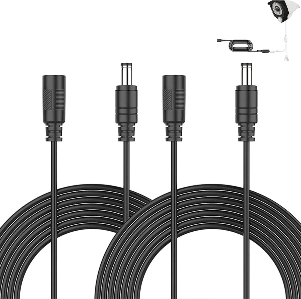 Hoogwaardige 3 m kabel, 5,5 mm x 2,1 mm, voor CCTV-bewakingscamera's, ledstrips en 12V/24V stroomnetwerken, plug-and-play en duurzaam gebruik