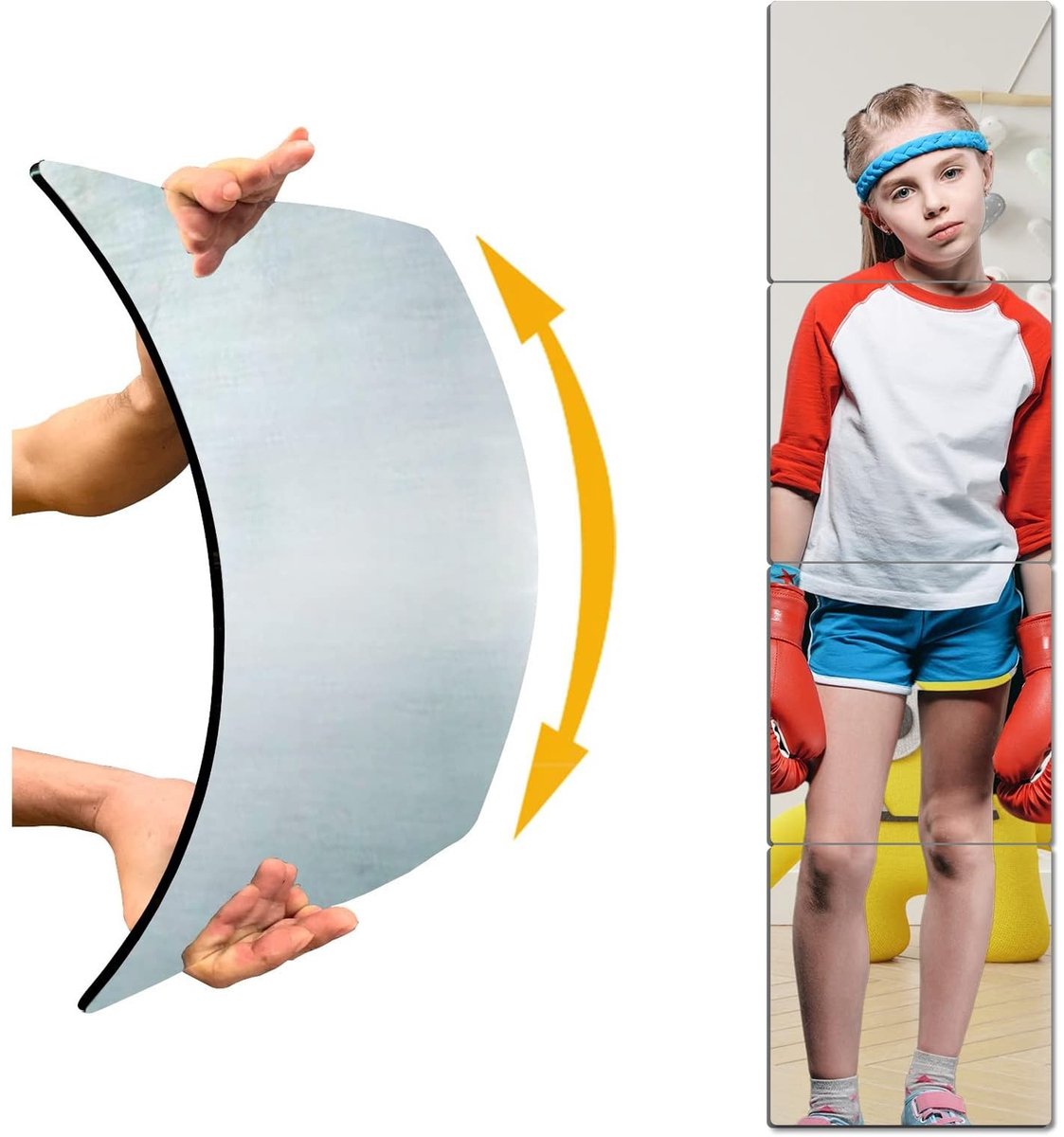 Wandspiegel voor kinderen - Onbreekbaar en lichtgewicht - 25,4 x 25,4 cm, set van 4