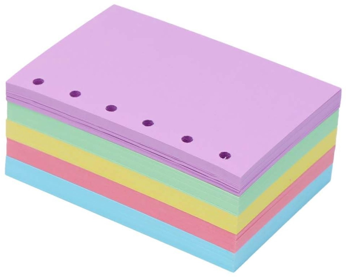 A7 Ringbandpapier - 250 Vellen in 5 Kleuren - 150 g/m²