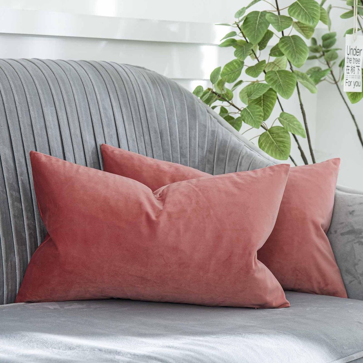 Set van 2 Luxe Velours Kussenslopen - Coral 12x20 Inch