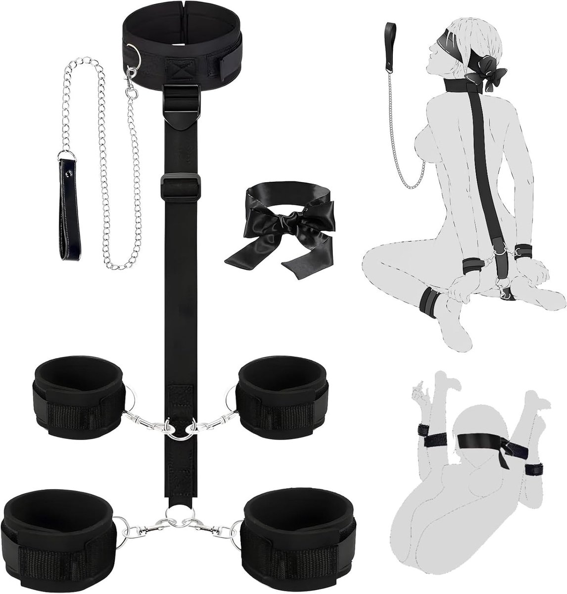BDSM Bondage Set voor Stellen, Verstelbare Kraag en Handboeien, Extreme SM Speeltjes voor Sensuele Avonturen en Intieme Momenten