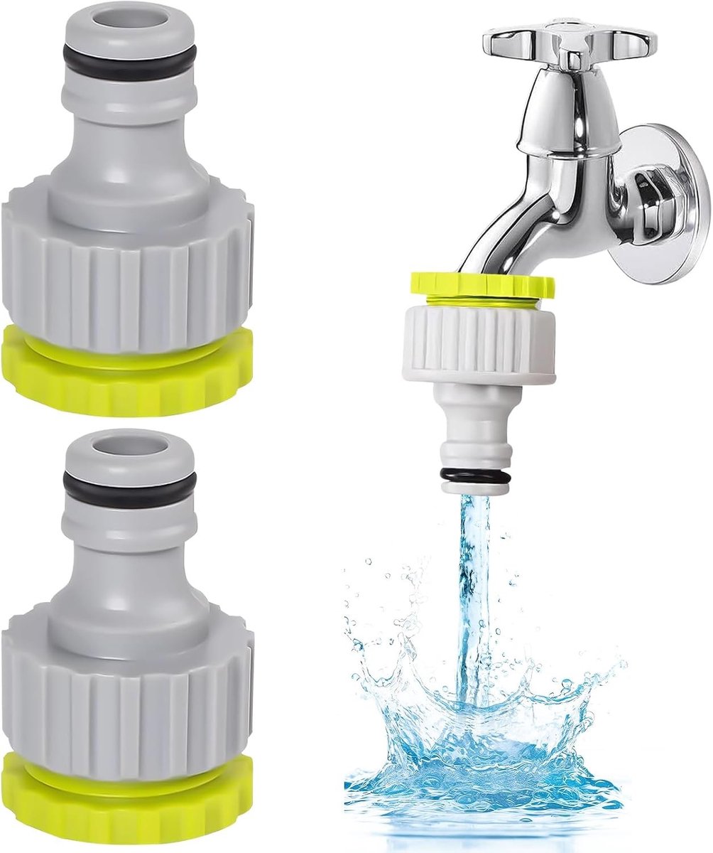 2-in-1 Kraanadapter voor Tuinslang, Set van 2 Stuks, Ideaal voor Tuinirrigatie en Waterbesparing