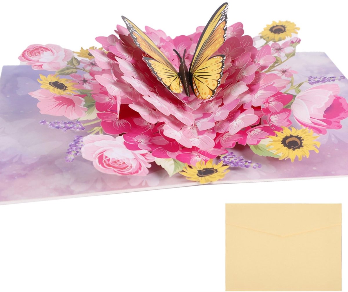 3D pop-up wenskaart - Verjaardagskaart met envelop