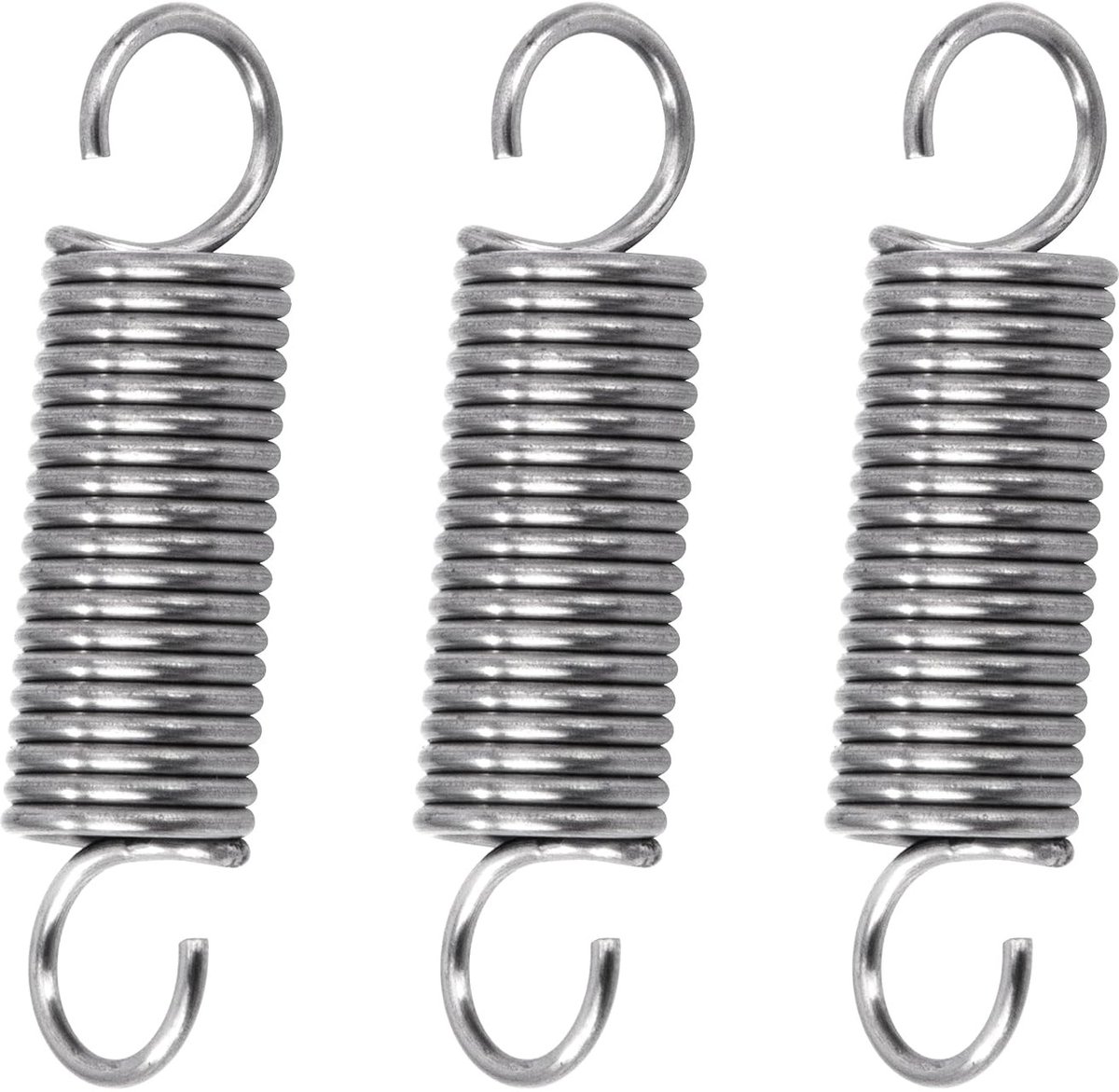 Verstelbare spiraalveren met dubbele haak, roestvrij staal, 40mm, 1.2mm draad, 3.2kg, 4 stuks