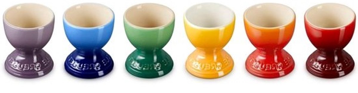 Eierdopjes Set - Eierdopjes Multicolor - Ontbijten - Krasbestendig Glazuur - 6 stuks - Regenboogkleuren