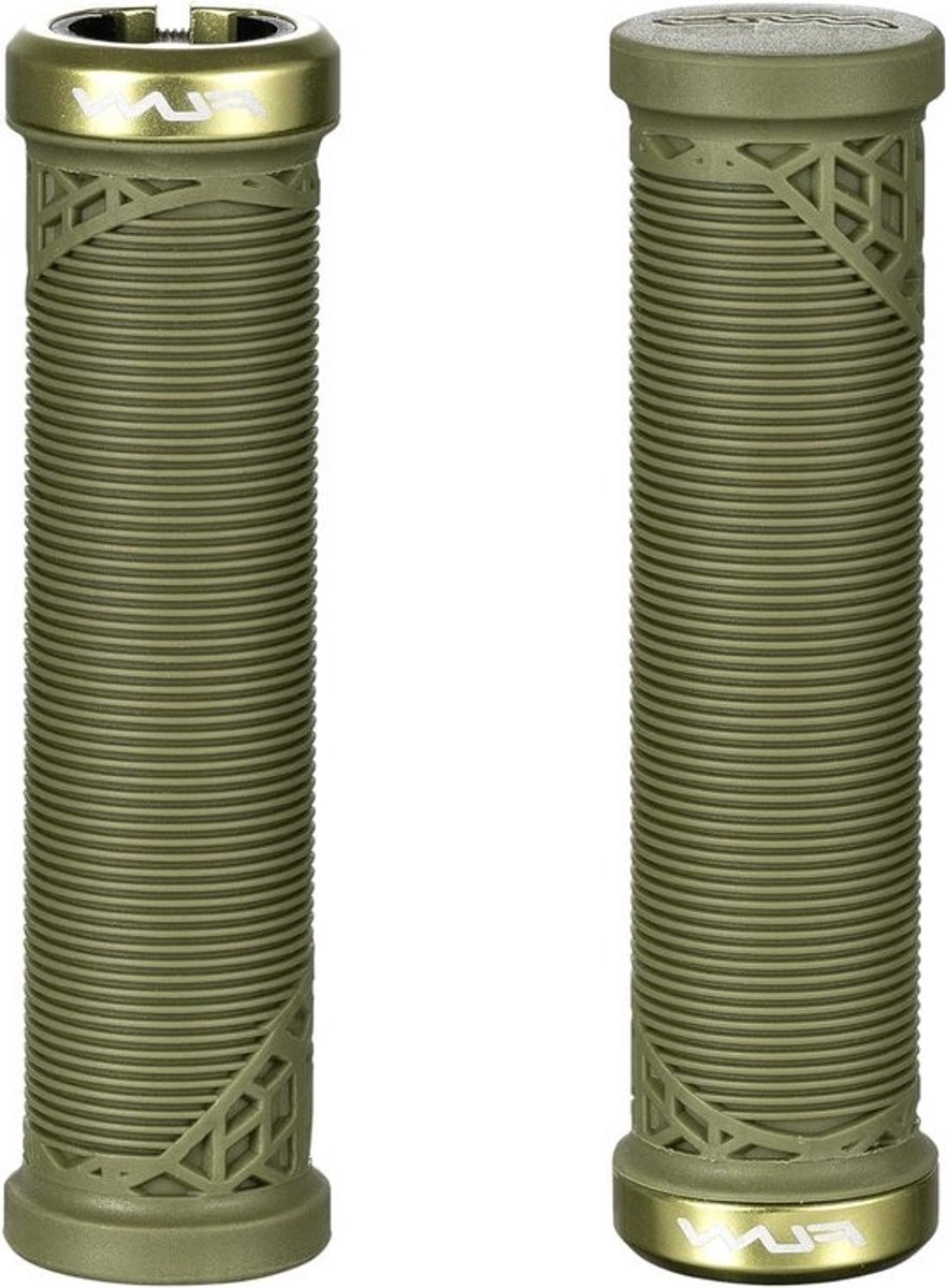 Fietshandvatten Kinderen - Handvatten Mountainbike - Fietsen Jeugd - Single Lock-On Klem - 115mm Lengte - Olijfgroen