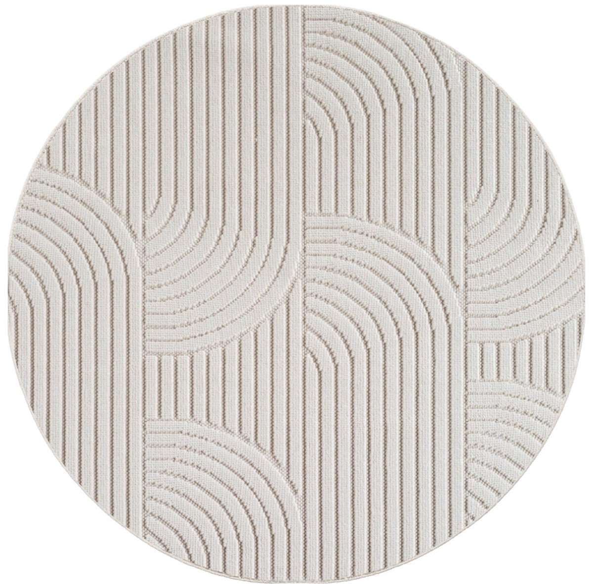 Dutch XXL Rond Japandi Vloerkleed | Tapijt | Helix | Bogen | Crème | 120x120 cm