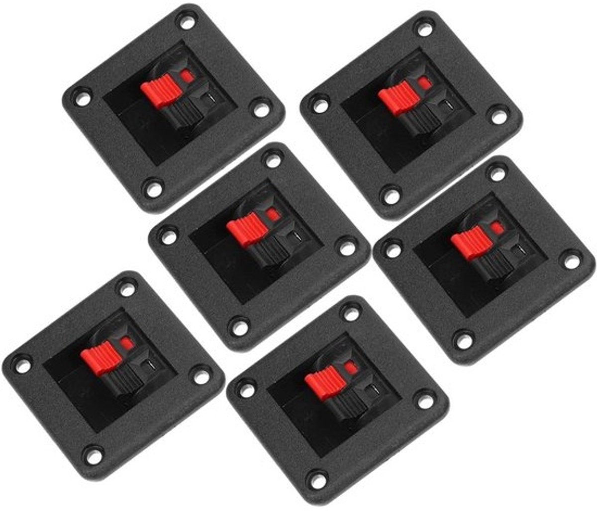 Luidsprekerdraadconnector - Luidsprekerstekker Aansluitblok - Stereo Aansluiten - Veilige Koperen Verbinding - 42 x 42 x 25 mm - Zwart