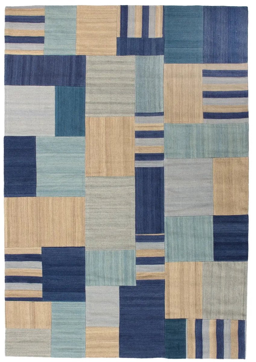 Dutch XXL Kelim Vloerkleed | Tapijt | Radical | Patchwork | Blauw/Multi | 120x170 cm Blauw / Multi