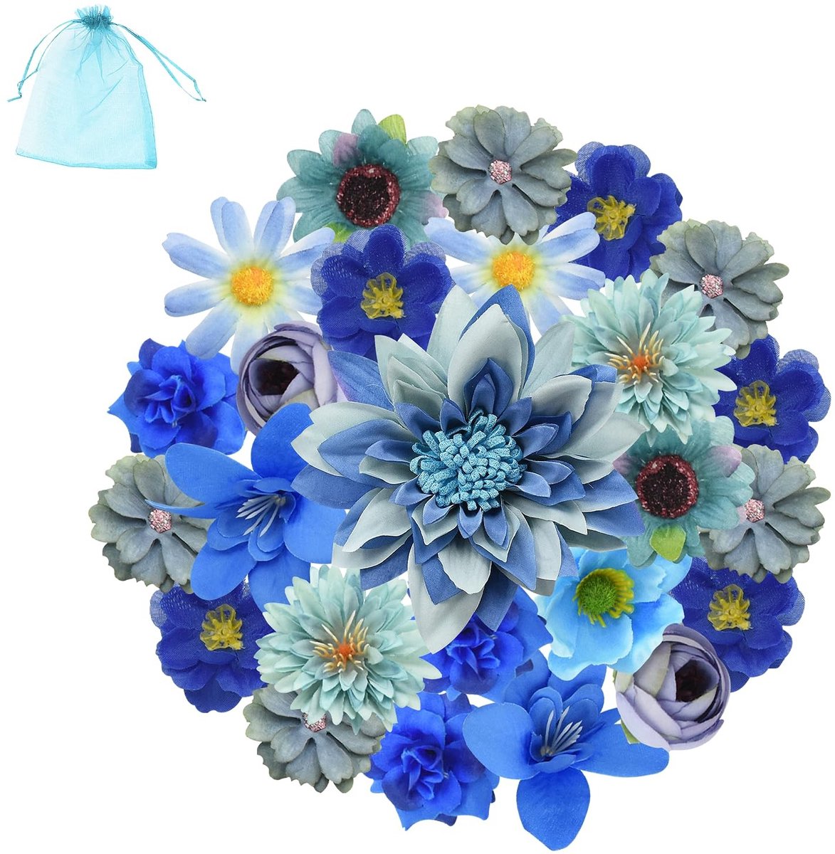 Kunstbloemen Decoratie - 32 Stuks Blauw voor Feest en Huis