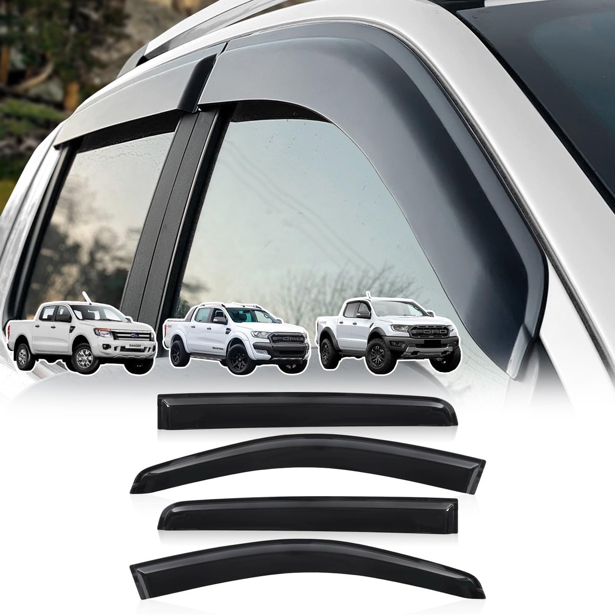 Winddeflectoren voor Ford Ranger (2012-2022) - 4-delige set