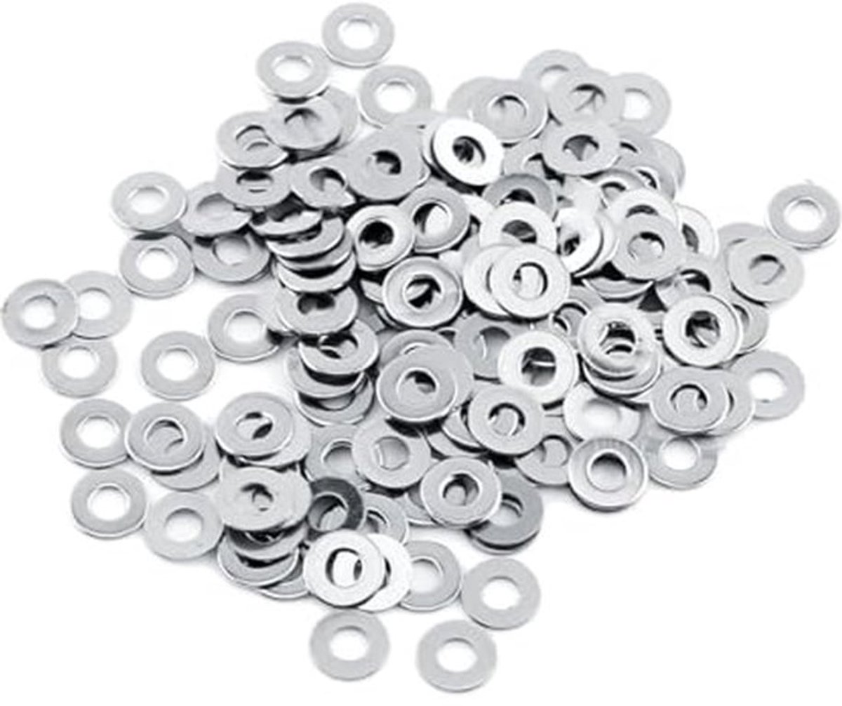 Washer Set 100 Stuks Metrische Platte Ringen RVS 304 Schroef Reparatieset M3 M4 M5 M6 M8 M10 voor Onderhoud en Bouwreparatie (M3 x 7 x 0.5)
