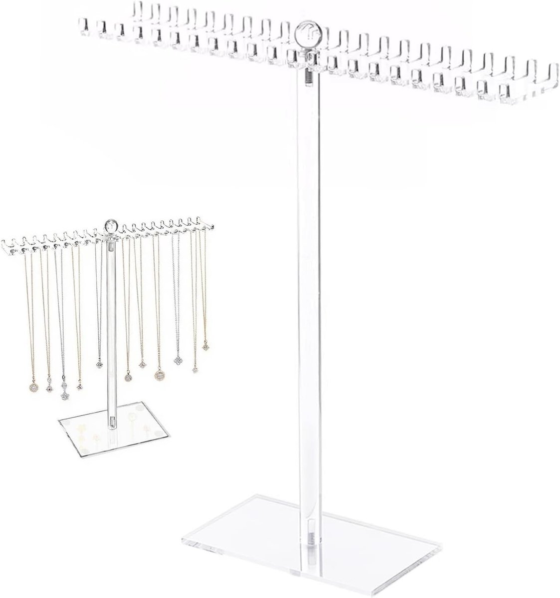 Transparante Sieradenstandaard met 40 Haakjes - Organizer voor Kettingen, Oorbellen en Armbanden, Ideaal voor Sieradenopslag en Presentatie