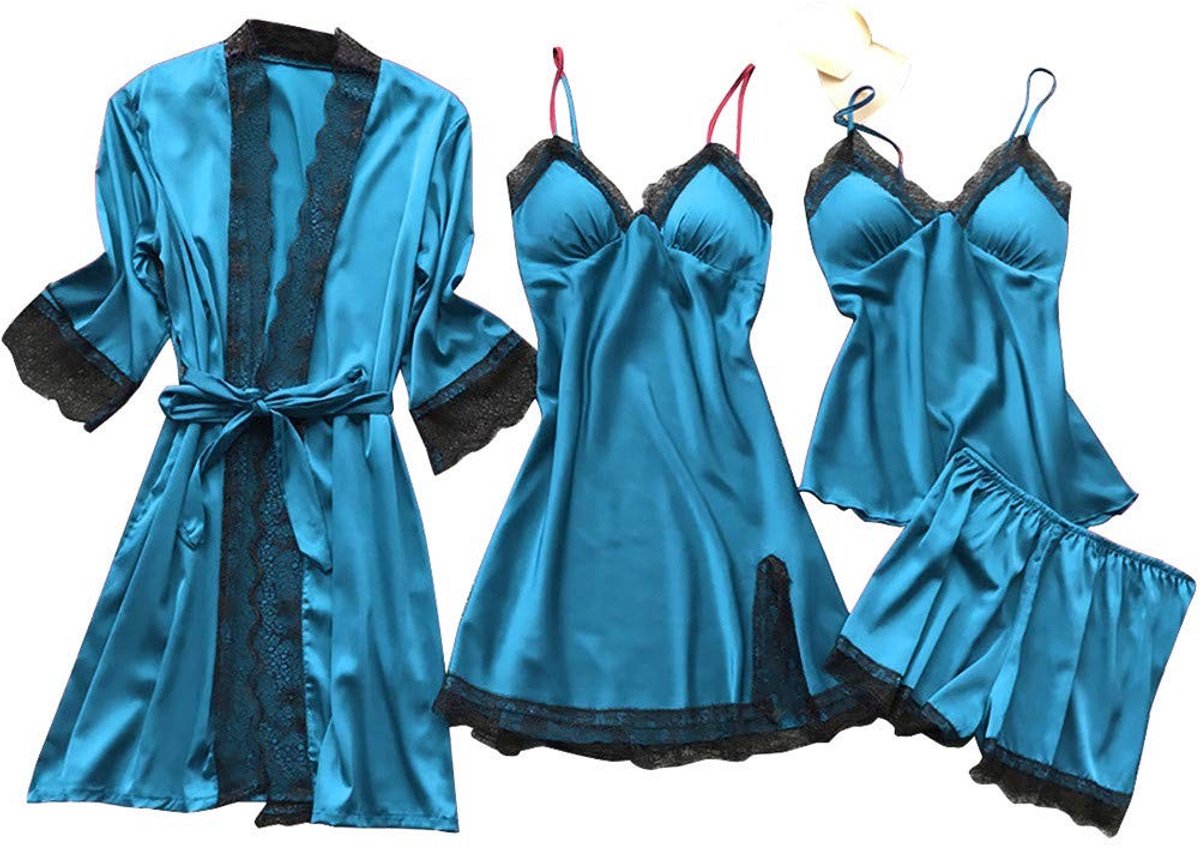Dames Badjas - Plus Size, Lichtblauw, Pyjama Set