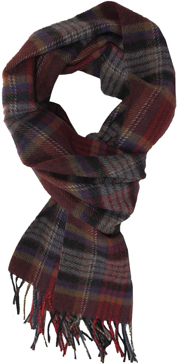 Sjaal voor heren - Warm geblokt - Rood 180 x 29 cm