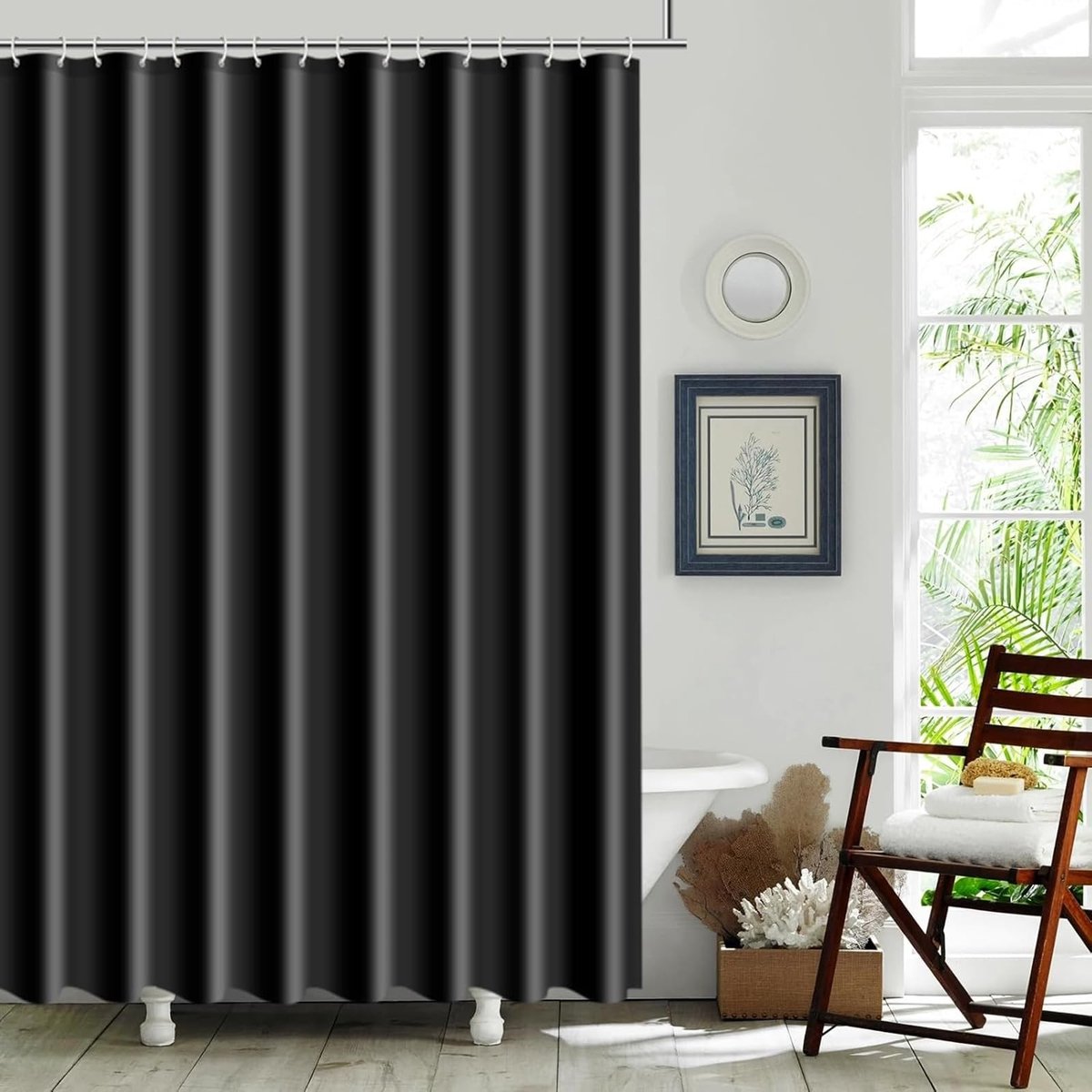 Badgordijn - Polyester - 80 x 200 cm - Zwart